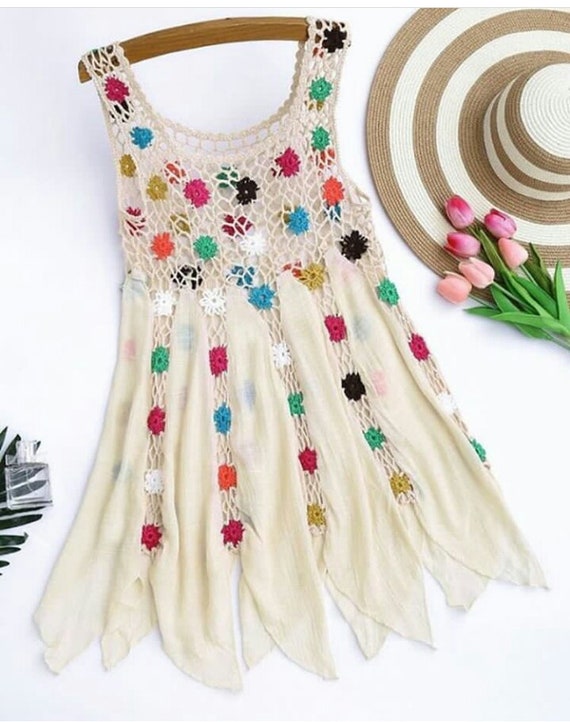Vestidos a store crochet y tela