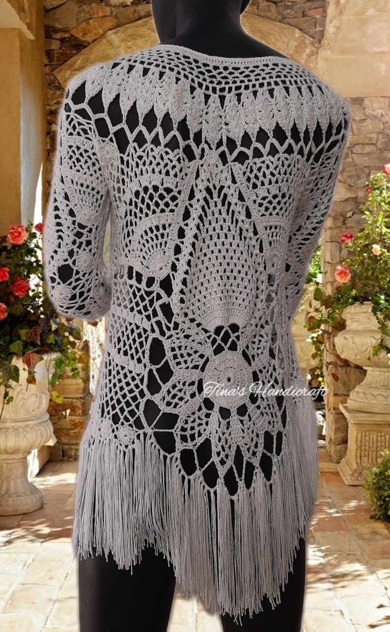 Crochet Tunic With Fringesbeach Clothingcozy Dress Gift - Etsy