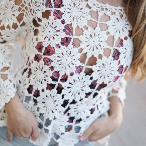 Crochet blouse, mandala shape, gift shops ideas, sommer clothing,blouse, romper,t-shirt,