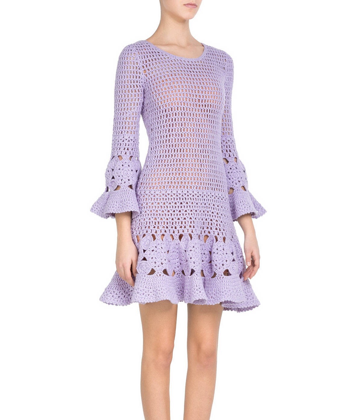 Longsleeve Crochet Dress With Wavy Finisheshandmade Item Etsy