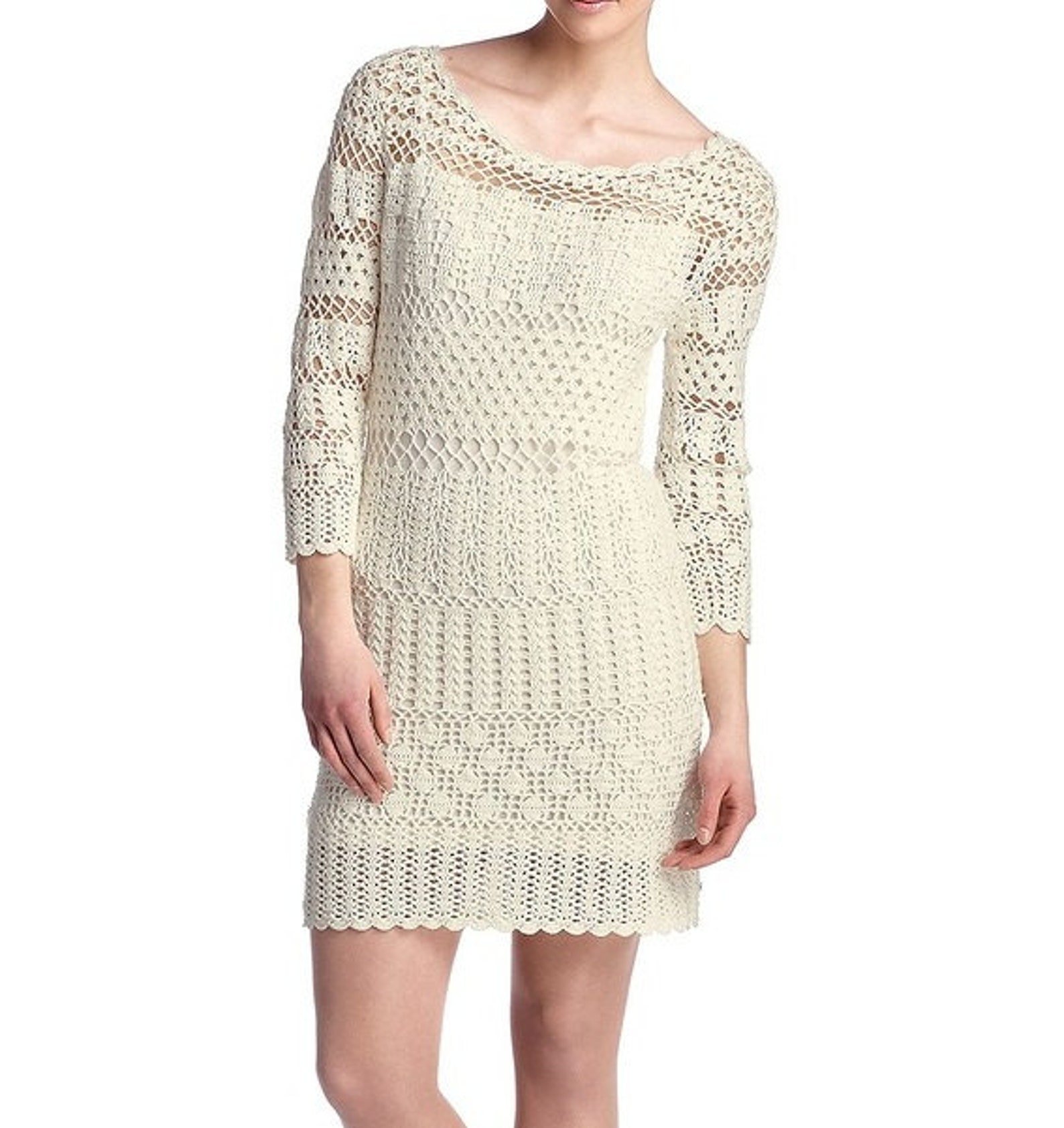 Long Sleeve Crochet Dress,beach Clothing,gift Ideas,cozy Dress, Wedding
