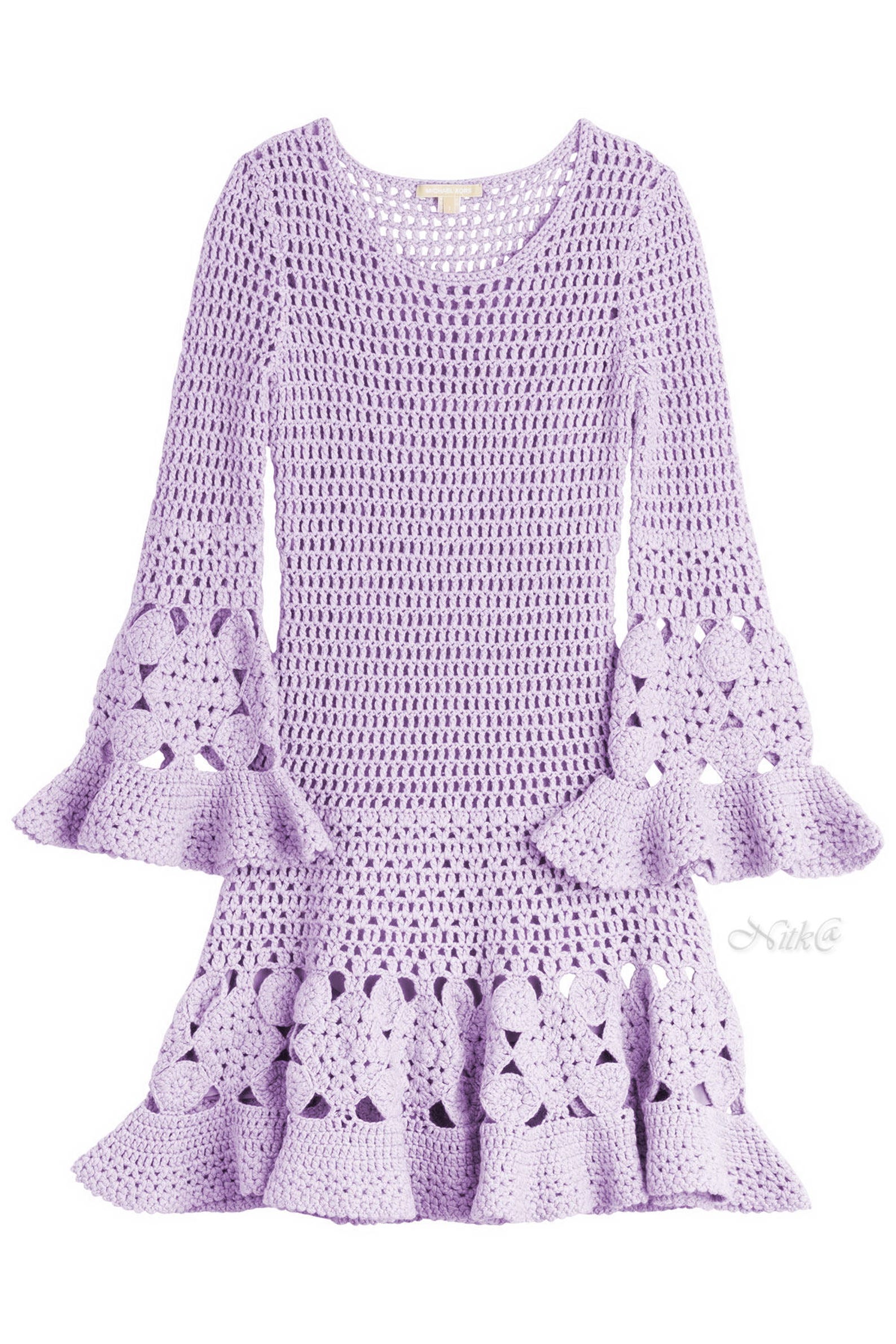 Longsleeve Crochet Dress With Wavy Finisheshandmade Item Etsy