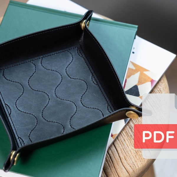 Quilted Leather Valet Tray PDF Template Set No.26 - Digital Leatherworking Pattern - A4 & Letter Size