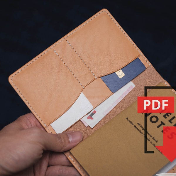 Leather Field Notes Wallet PDF Template Set No.12 - Digital Leatherworking Pattern - A4 & Letter Sized Printout