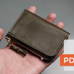 Conjunto de modelos PDF de carteira com zíper de couro No.20 - Padrão digital de couro - A4 e tamanho carta