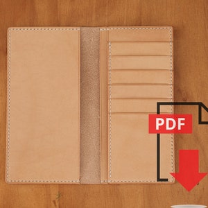 Plantilla PDF para billetera de cuero tipo pecho n.° 6 - Patrón digital de marroquinería - Tamaños A4 y carta