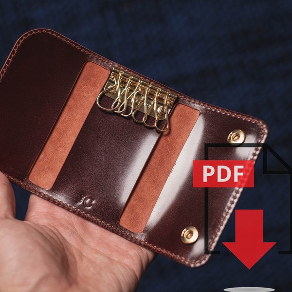 Leather Key Case, Key Holder PDF Template Set No.13 - Digital Leatherworking Pattern - A4 & Letter Size