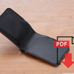Leather Minimalist Bi-fold Wallet PDF Template Set No.4 - Digital Leatherworking Pattern - A4 & Letter Size