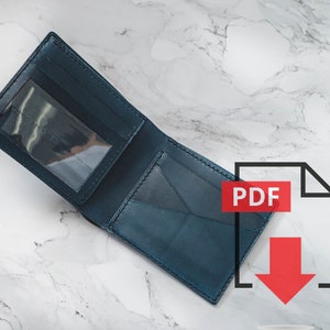 Janela de identificação de couro + slots para cartões cruzados carteira dupla modelo PDF conjunto No.9 - padrão de couro digital - tamanho A4 e carta