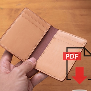 Conjunto de plantillas PDF de cartera de tarjetero vertical de cuero No.7 - Patrón de peletería digital - Tamaño A4 y carta