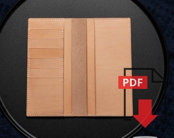 Leather Long Wallet PDF Template Set No.8 - Digital Leatherworking Pattern - A4 & Letter Size