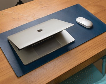 12 COLORS - Navy Blue Buttero Leather Desk / Keyboard & Mouse Pad