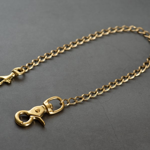 Solid Brass Wallet Chain with Trigger Snap