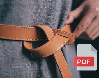PDF-sjabloon leren geknoopte riem – digitaal patroon (A4 en Letter)
