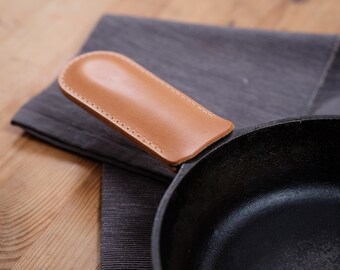 Long Pot Handle Cover. Cast Iron Skillet Leather Handle Grip