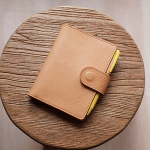 A6/Hobonichi/Midori MD Natural Snap Closure Pebbled Leather Notebook Cover