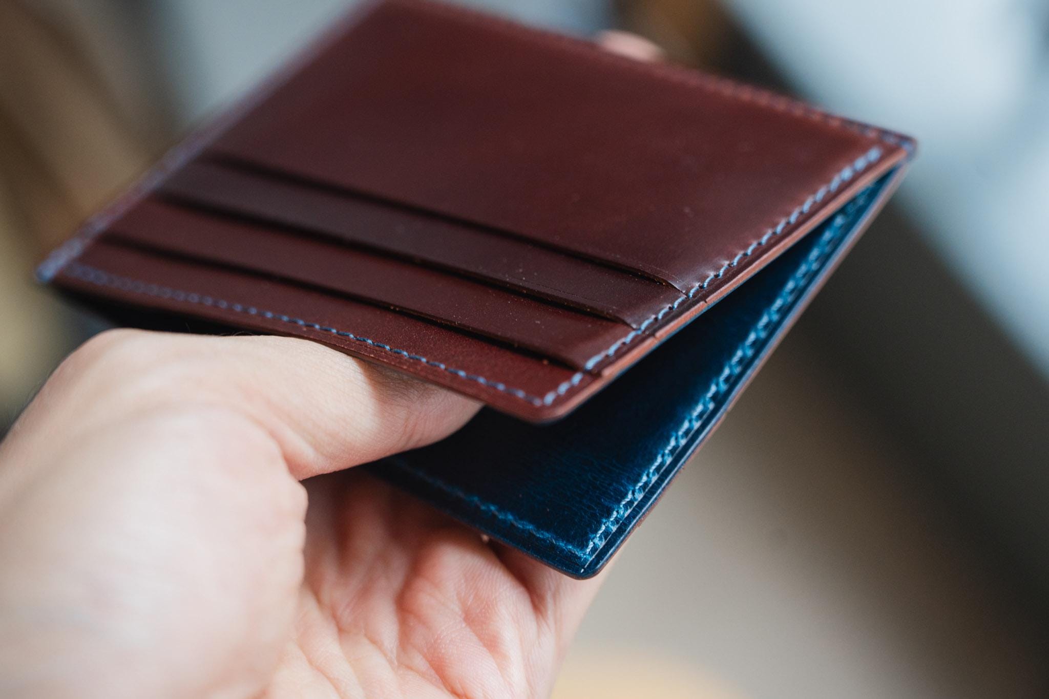 Shell Cordovan Side-opening Leather Cardholder - Etsy