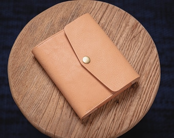6 COLORS - A6/Hobonichi/Midori MD Natural Pebbled Leather Trifold Notebook Cover