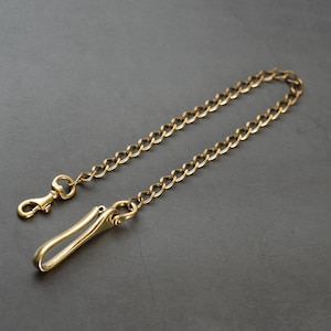 Solid Brass Wallet Chain with Fish Hook