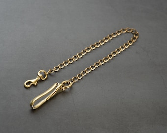 Solid Brass Wallet Chain with Fish Hook