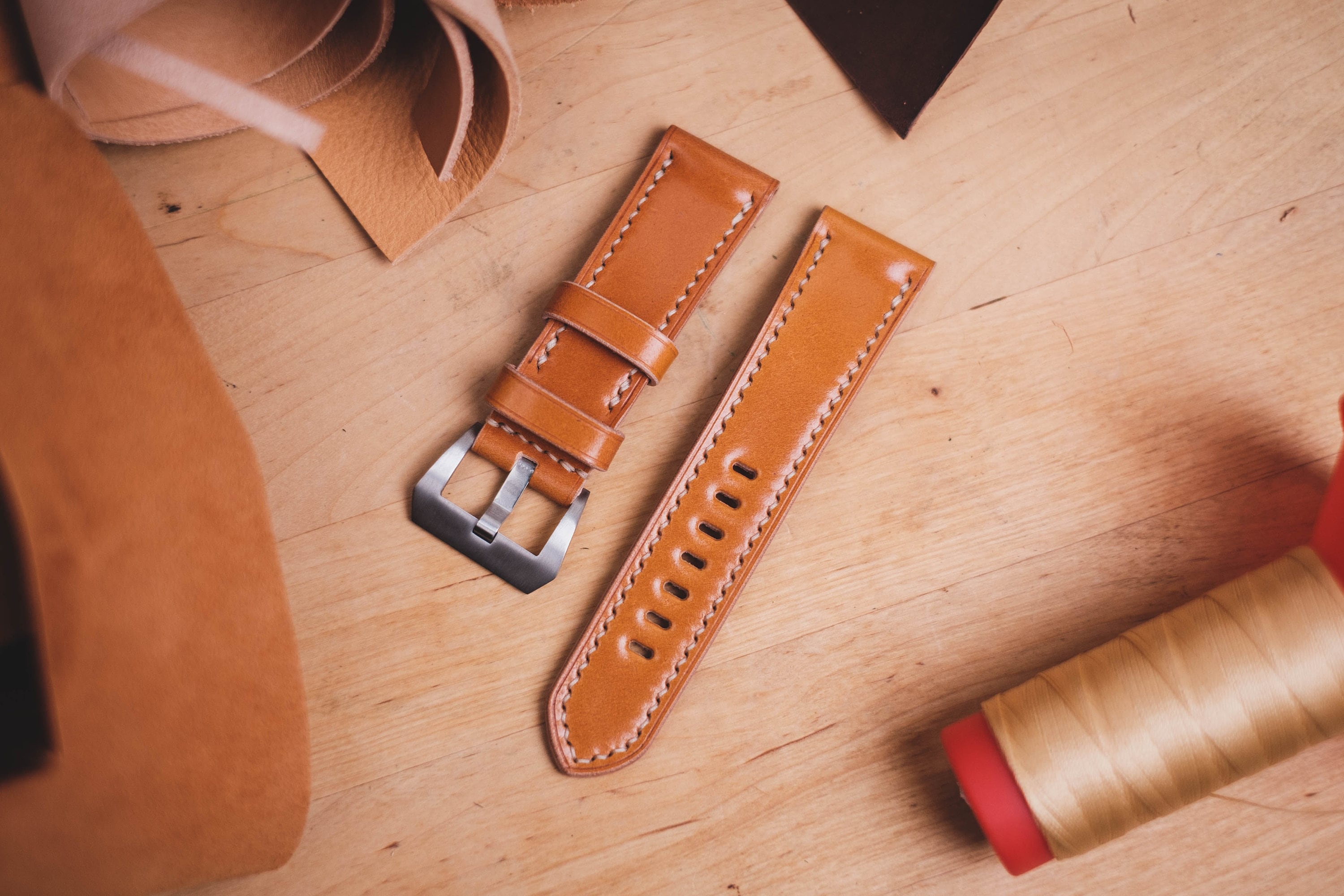 Whiskey Shell Cordovan Leather Standard Tapered Strap for