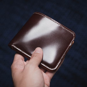 7 COLORES - 6-Slot Burgundy Shell Cordovan & Natural Leather Billfold Wallet