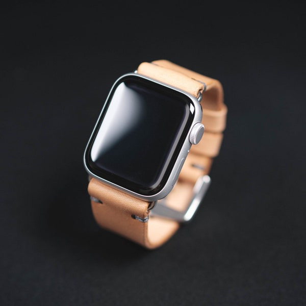 Natural Leather Minimalist Watch Strap for Apple Watch