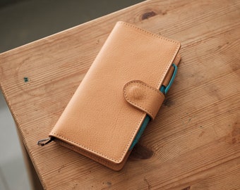 6 COLORS - Weeks Size Snap Closure Pebbled Leather Notebook Cover