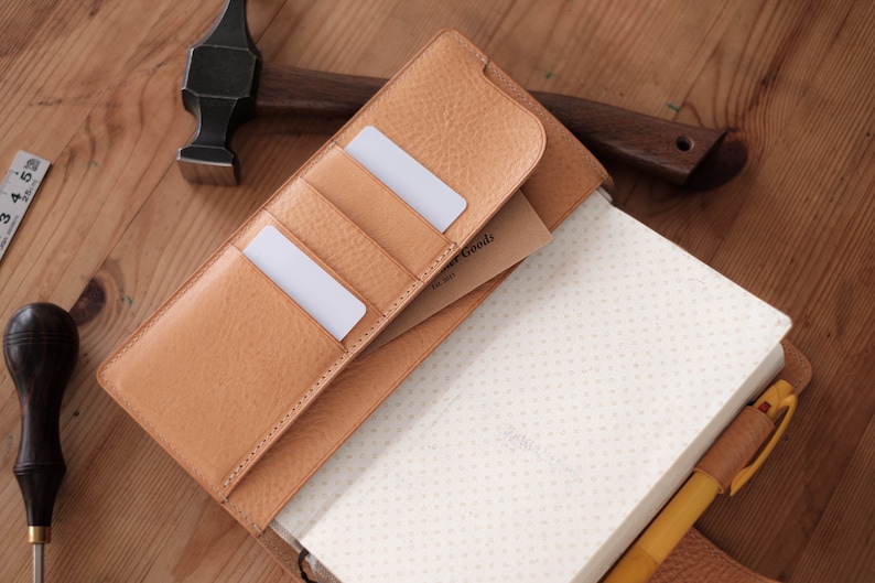 6 COLORS Weeks Snap Closure Pebbled Leather Cover with Card Slots image 3