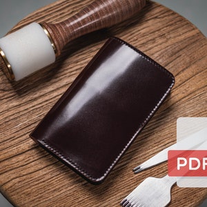 Conjunto de plantillas PDF de billetera media de cuero No.30 - Patrón de peletería digital - Tamaño A4 y carta