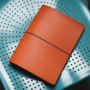 Orange Buttero Leather Binder Cover with Elastic Closure for Filofax image 1