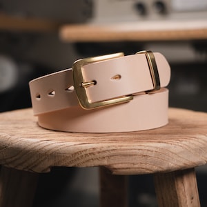 CUSTOMIZABLE - 4 COLORS Natural Vegetable-tanned Leather Standard Belt (1.5 inch, 38 mm wide)