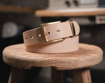 Vegetable-tanned Leather Standard Belt (1.5 inch, 38 mm wide), CUSTOMIZABLE