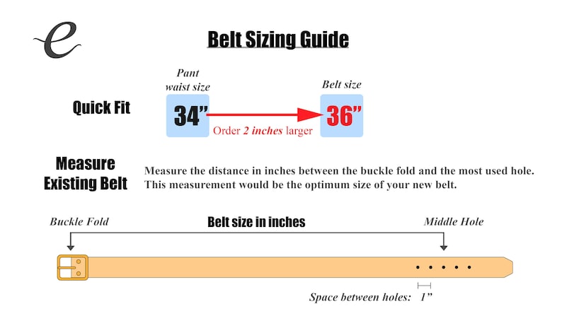 belt sizing guide for eternal leather goods belt