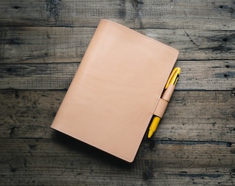 13 COLORS - A5/Hobonichi Cousin/Seven Seas Buttero Leather Notebook Cover with interlocking pen loops
