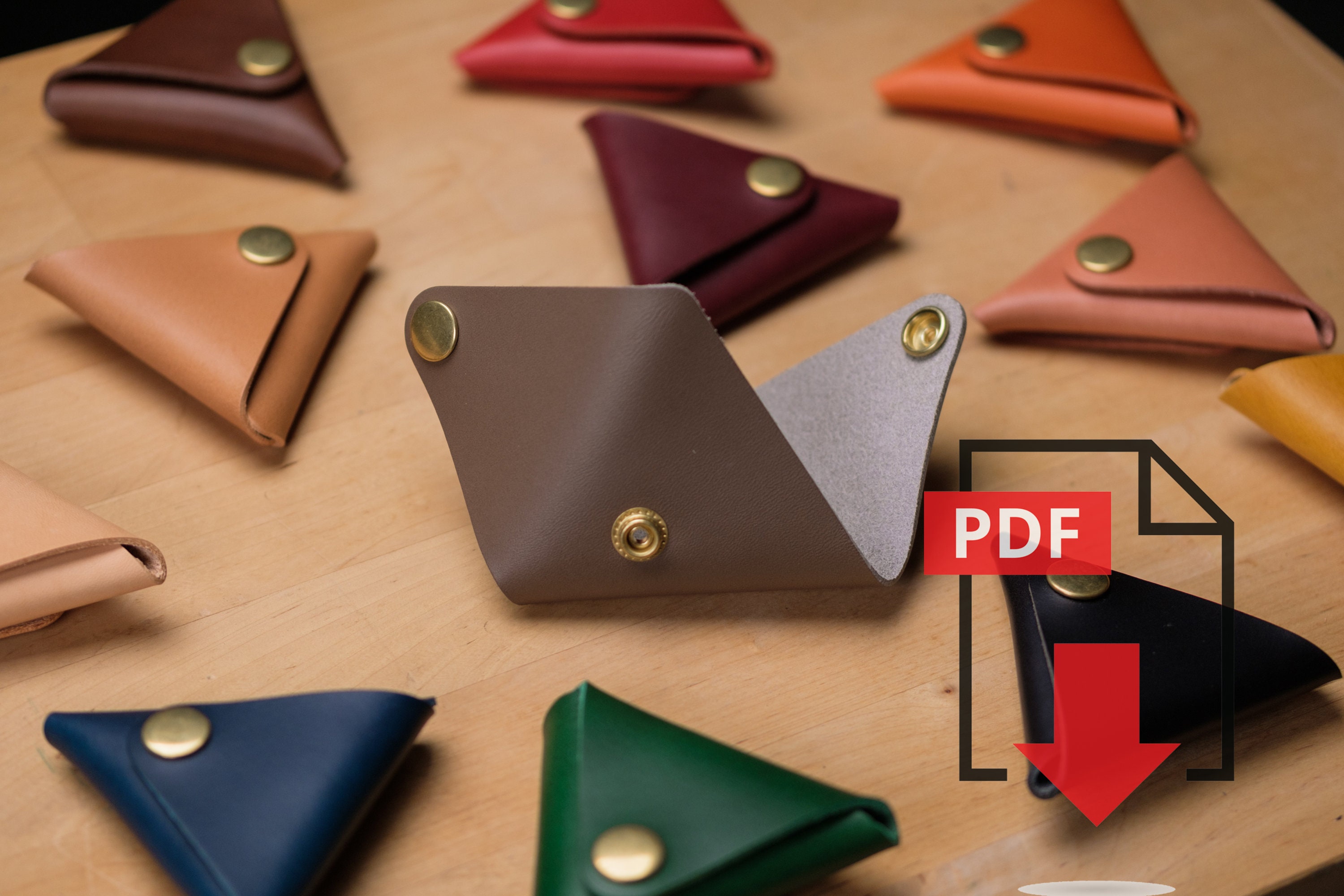 Leather Triangle Coin Case PDF Template Set No.5 - Digital ...