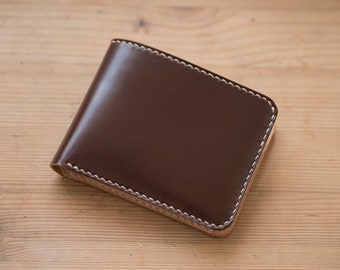 7 COLORS - 2-Slot, Coin Pocket Brown Shell Cordovan & Natural Two-tone Billfold Wallet