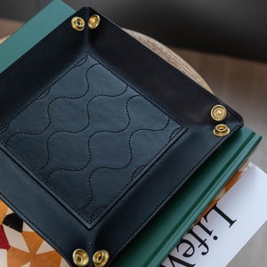 Quilted Black Leather Valet Tray image 4