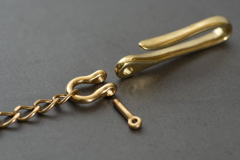 Solid Brass Wallet Chain With Fish Hook Etsy
