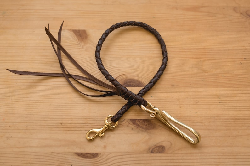 Round Braid Dark Brown Vegetable-tanned Leather Wallet Rope With Fish ...