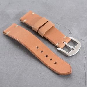 12 COLORS - Caramel Buttero Leather Minimalist Watch Strap (18, 20, 22 and 24 mm)