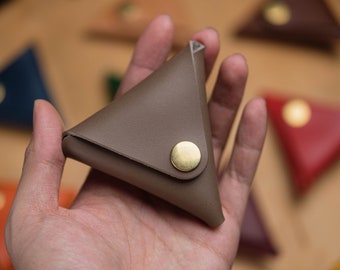 13 COLORS - Porte-monnaie triangle en cuir bronzé aux légumes, pochette utilitaire