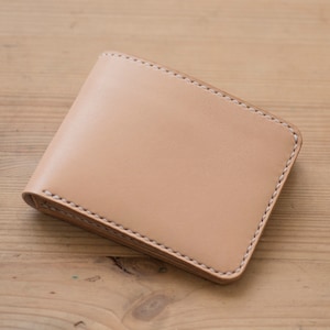 Cartera plegable de piel natural con 4 ranuras