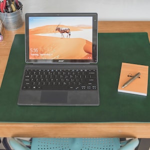 12 COLORS - Green Buttero Leather Desk / Keyboard & Mouse Pad