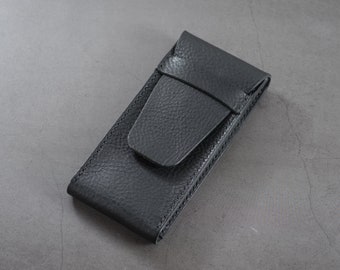 Black Minerva Box Vegetable tanned Leather Watch Pouch