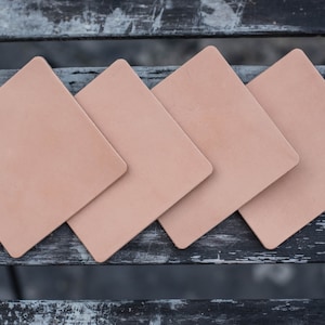Natürliche Hermann Eiche Leder Platz Coaster Set (einfarbig)