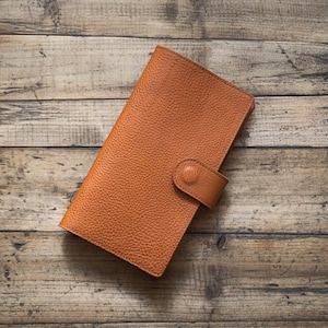 6 COLORS - TN/Standard Size Snap Closure Pebbled Leather Notebook Cover