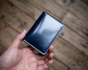 7 COLORS- Navy Blue Shell Cordovan & Natural Leather 4-slot