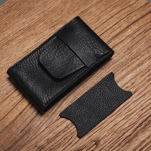 Negro Minerva caja vegetal curtido cuero reloj bolsa (tipo B)
