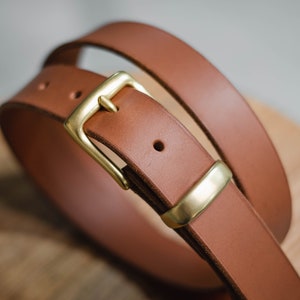 CUSTOMIZABLE - 5 COLORS Brown Vegetable-tanned Leather Dress Belt (30 mm wide)